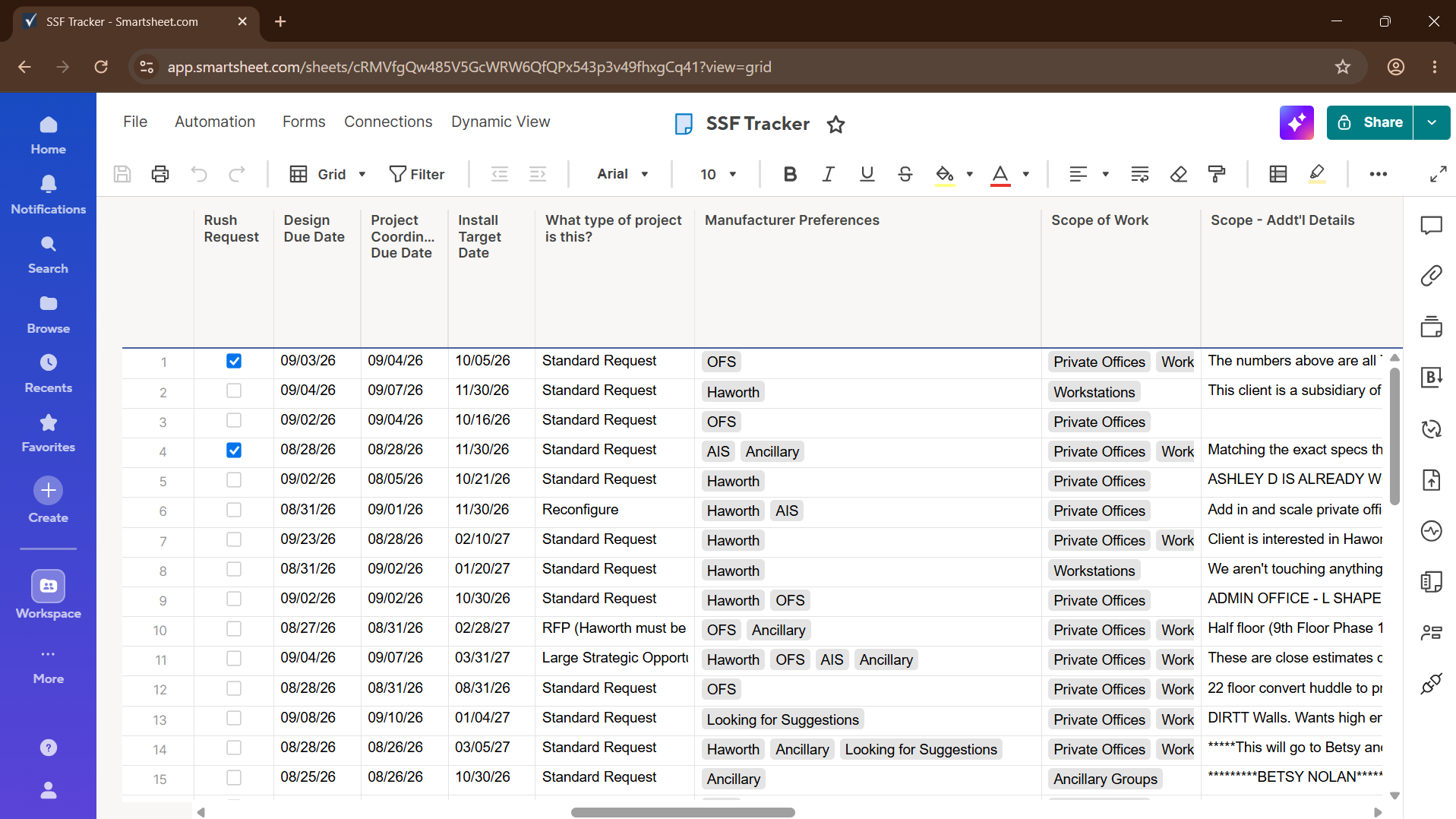 Smartsheet automation screenshot 1